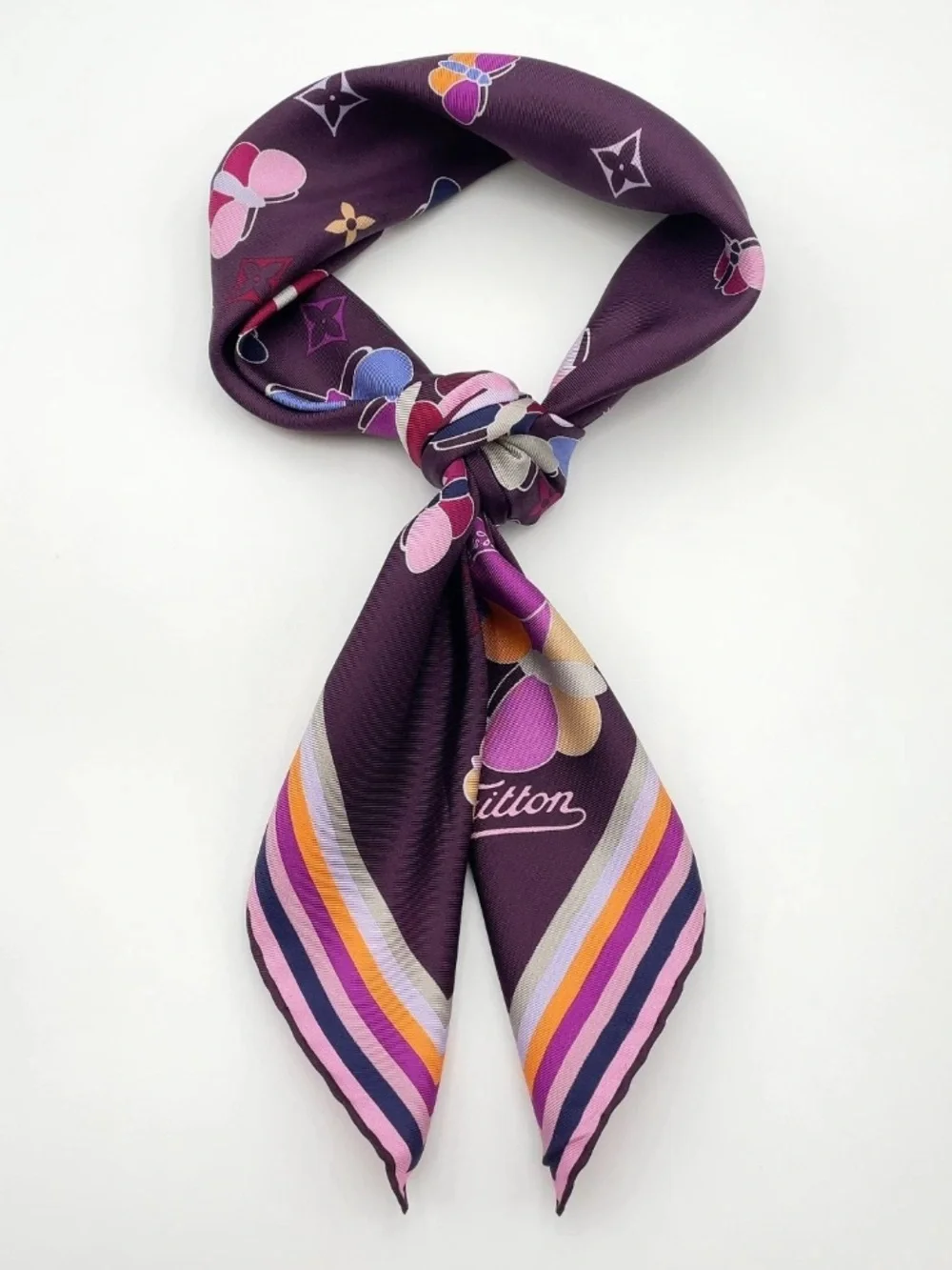 Louis Vuitton Carré 70 Monogram Butterfly Purple Multi Silk Scarf